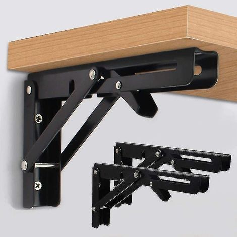 Set mit 2 klappbaren Regalträgern – dreieckig, aus robustem, schwarzem Metall, 20 cm – AquaForge