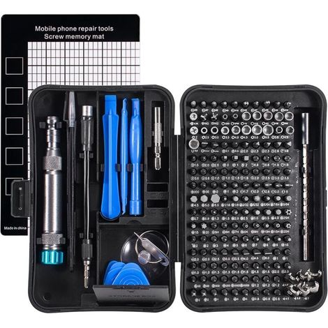 Jeu de tournevis de précision électronique 170 en 1 pour iPhone, MacBook, ordinateur, ordinateur portable, PC, tablette, Game Boy, console (bleu)