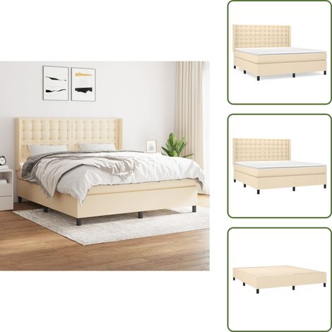 Boxspringbett mit Matratze Creme 180x200 cm Stoff - Boxspringbett - Doppelbett - Cremefarbenes Bett - Bettrahmen - Lattenrost (1/5)