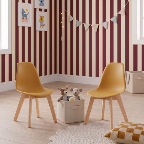 Lot de 2 chaises scandinave pour enfant bois de hêtre moutarde - Nils Kid (1/4)