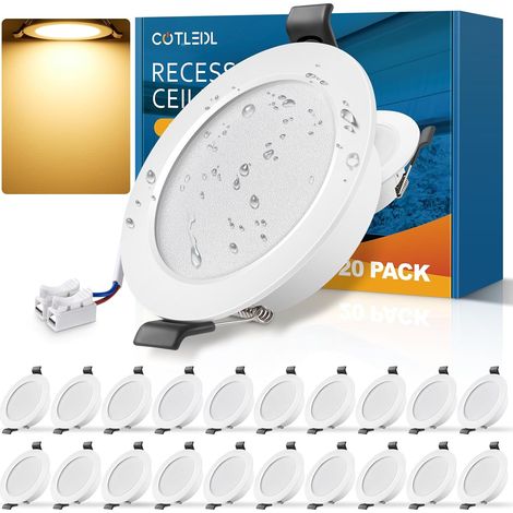Lot de 20 Spots LED Encastrables, 5W Spots de Plafond Blanc Froid 6000K 450LM, IP44 Spot Salle de Bain Ultramince 25 mm, Spots Encastrés Trou Ø68-80mm, 220V-240V, pour Cuisine, Salon, Chambre