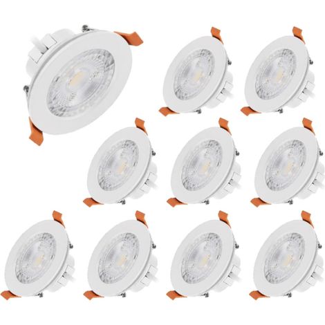 Lot de 10 Spots LED Encastrables Etanches D68 7W CCT IP54 Blancs - 60 deg - Switch 3000-4000-6500K