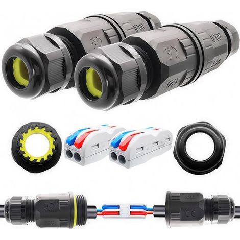 Conectores de cable impermeables IP68, Bloque de terminales de abrazadera de cable rápido (AWG20-12, 2 entradas (1/5)