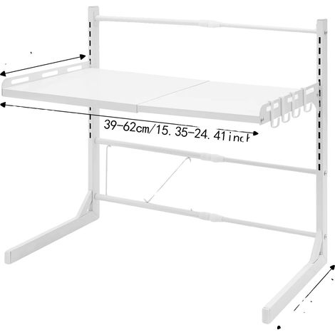 Estante para microondas, diseño extensible, alta capacidad de carga, blanco. (1/2)