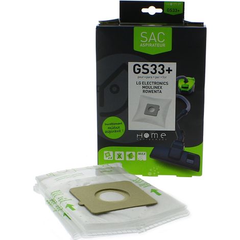 Sacs microfibres adaptable par 4 HEGS33+ pour Aspirateur BESTRON, BLUESKY, BOMANN, CLATRONIC, DOMEOS, FAR, HANSEATIC, LG GOLDSTAR, MELISSA, MOULINEX, PROLINE, ROWENTA, SOLAC , CITY SPACE, POWER SPACE