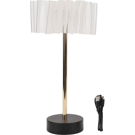 Ortviai Lampe de bureau LED portable avec capteur tactile, 3 températures de couleur et gradation continue, abat-jour plissé (1/5)