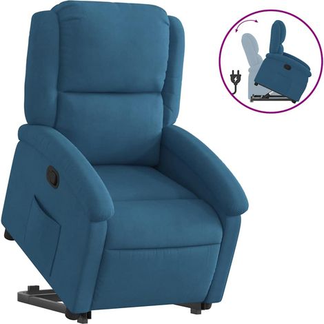 Fauteuil de Salon,Chaise,Fauteuil inclinable bleu velours CFW981536 (1/5)