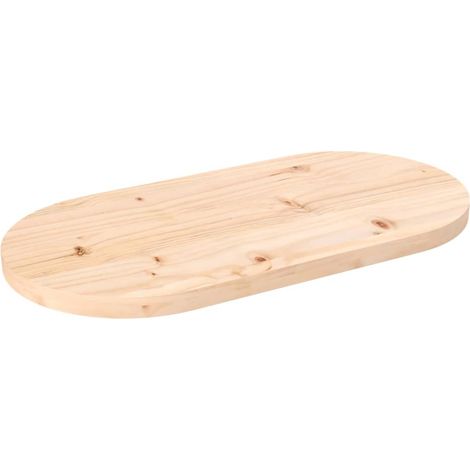 Plateau de table,Dessus de table,Plan de travail 80x40x2,5 cm bois de pin massif ovale CFW11773 (1/5)
