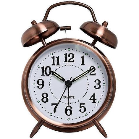 Réveil silencieux pour adultes, adapté aux dormeurs profonds, horloge à quartz silencieuse de 4,5 pouces avec rétroéclairage Bronze A. (1/5)