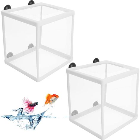 Aquarium Breeding Net 2 Pcs Fish Breeding Box Aquarium Hatchery Isolation Box Aquarium Fish Incubator Baby Fish Separation Net with 8 Pcs Suction Cups (1/5)