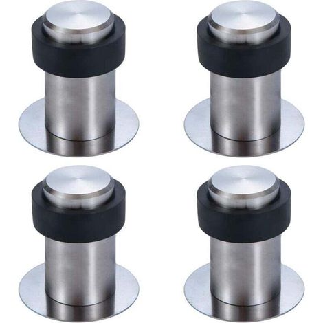 Butoir de Porte Adhésif au Sol 6 cm en Acier Inox Arrêt de Porte Butée Porte (Lot de 4)-6cm (1/5)