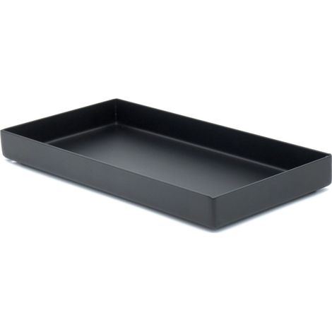 Plateau décoratif en acier inoxydable noir - Bac de rangement pour cuisine et salle de bain - Rectangulaire - Plateau décoratif noir mat - Organiseur de salle de bain - Convient également comme (1/5)