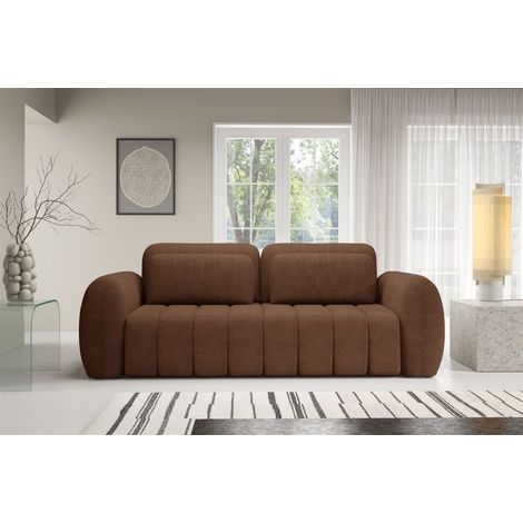 Sofa 3-Sitzer mit Schlaffunktion CARIA in Stoff Quelle Rotbraun (1/5)
