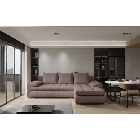 Ecksofa Sofa HECKTOR mit Schlaffunktion Stoff Abriamo Altrosa Ottomane Rechts (1/3)