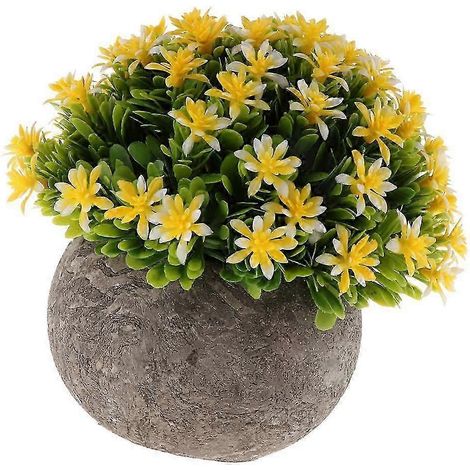 Künstliche Mini-Grasblume im Topf – 13 cm (Höhe) – Weiß-Yellow (1/5)