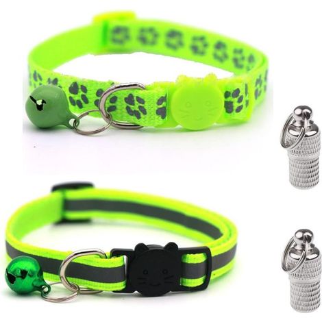 Lot de 2 colliers pour chat anti-étranglement réglables avec 2 étiquettes d'adresse pour chaton ou chiot (jaune) (1/5)