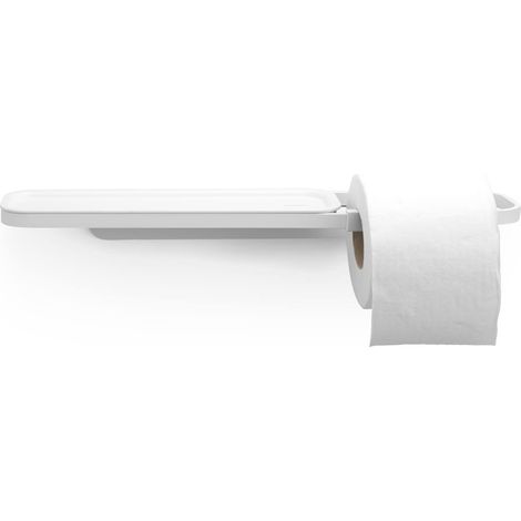 Brabantia - Mindset Portarotolo Carta Igienica con Mensola - Resistente alla Corrosione - Montaggio a Parete - Accessorio Bagno - Materiale di Fissaggio Incluso - Fresh White - 5 x 9 x 42 cm (1/4)