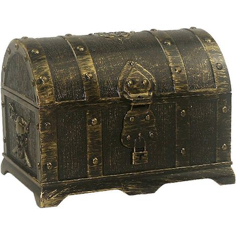Jeu de chasse au trésor en bronze, boîte cachée de pirate, jeu de maison décorative en plastique pour enfants, cadeau rétro (1/5)