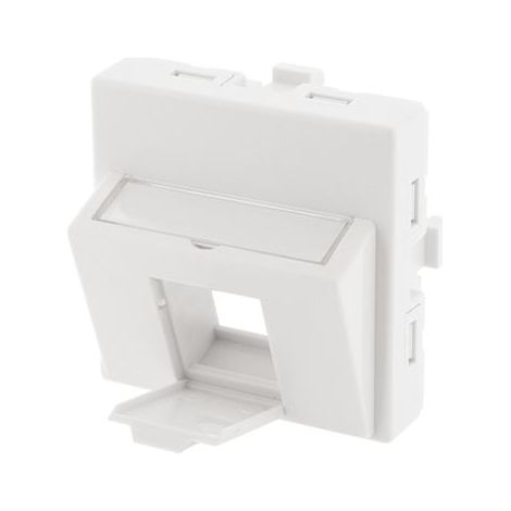 plastron incliné - 1 port - 45 x 45 - avec volet - sans connecteur - gigamédia pl45is