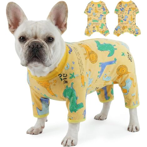 Body post-operatorio per cani, 30 cm di schiena, tuta di recupero anti-leccamento, comodo abbigliamento in cotone per cani, alternativa al collare elisabettiano per cani di piccola taglia, giallo miel (1/5)