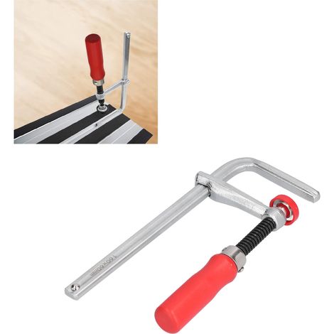 Étau F en aluminium ajustable et antidérapant avec poignée en peuplier pour le travail du bois 160x60mm (1/5)