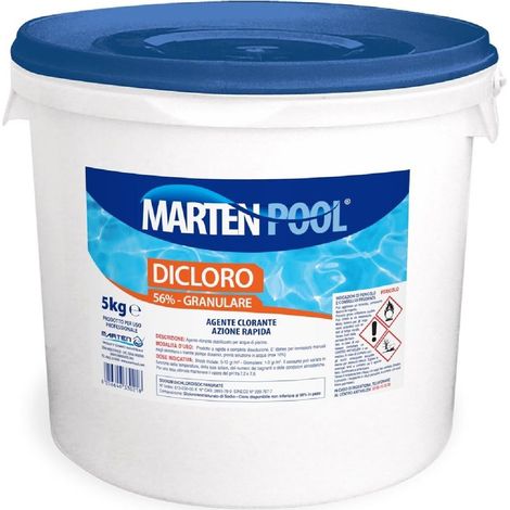 Cloro Dicloro 56% granulare per piscina 5 kg polvere acqua azzurrante antialghe (1/4)