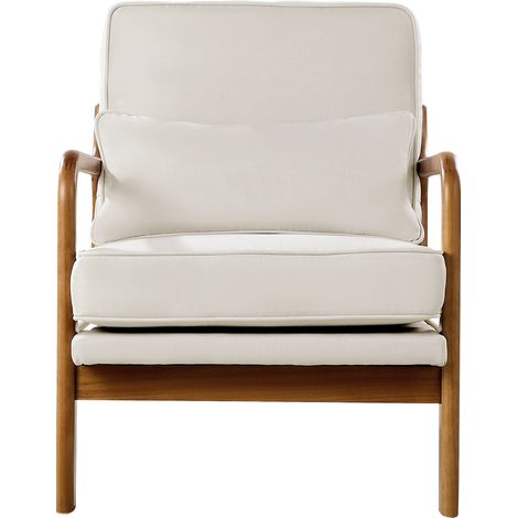 Mophorn Poltrona con Struttura in Legno Massello e Gambe Antiscivolo, Sedia Imbottita per Relax, Sedia da Pranzo con Rivestimento in Lino e Cuscino Morbido, Ideale per Soggiorno e Camera da Letto (1/5)