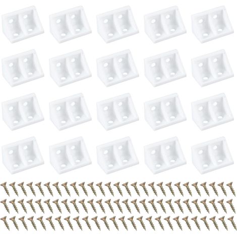 Lot De 20 Équerres En Plastique 19x19x33mm Supports En L Blanc (1/5)