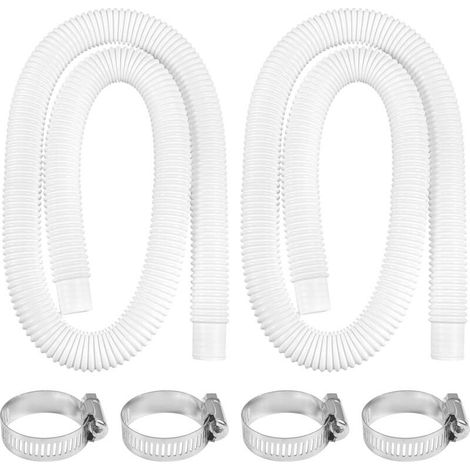 Lntyq 2 pièces de tuyau de rechange pour piscine, tuyau de rechange pour pompe de piscine avec 4 raccords métalliques, 59 x 1,25 pouces tuyau de piscine pour accessoires de piscine hors sol (1/5)