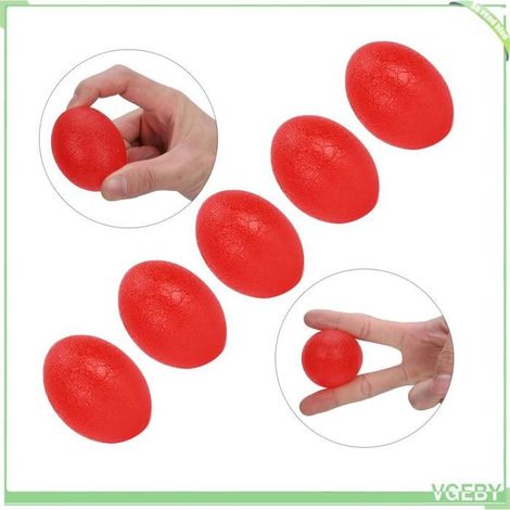 Balle de préhension - FAFEICY - Forme d'oeuf (ovale) - Rouge - Silicone - Lot 5 pièces (1/5)