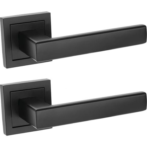 Maniglia per porta quadrata RANDO in alluminio nero, stile classico (1/5)