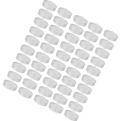 Lot de 50 bougies chauffe-plat blanches, combustion prolongée 2h, sans fumée, décoratives pour fêtes et mariages (1/5)