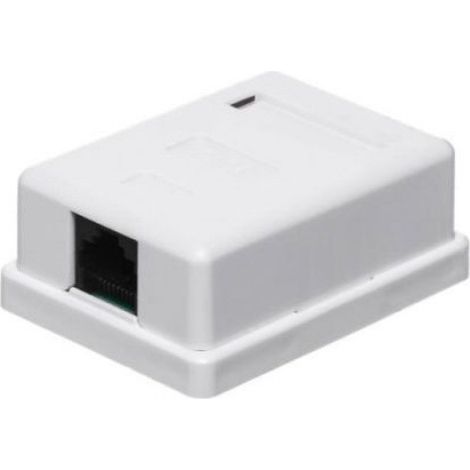 Prise Murale RJ45 - 1x Port 8P8C - Installation En Saillie - Compatible Catégorie 6 - Blanc - 1 Pièce
