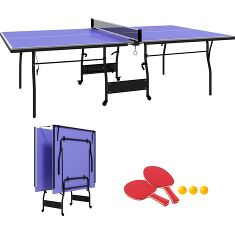 Mesa de ping-pong plegable mesa de tenis profesional tamaño estándar con 4 ruedas red 2 paletas y 3 pelotas para interior 274x152,5x76 cm (1/5)