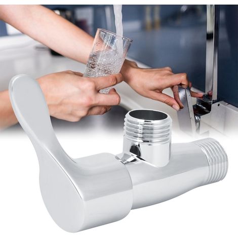 Robinet de salle de bain domestique, vanne de contrôle d'eau chromée, vanne d'angle G1/2 po (1/5)
