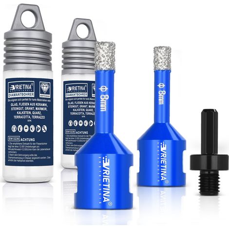 8mm/8mm/ M14 HEX 3pcs Forets Carrelage Diamant Brasé Sous Vide Trépans Hauteur Libre 10mm M14 Adaptateur Vitesse 11000 tr/min Perçage à Sec pour Porcelaine Carrelage Granit Marbre (1/5)