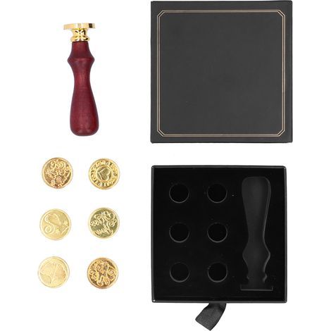 Tampon à cire DIY avec manche en bois pour cartes et enveloppes - Kit noir (1/5)