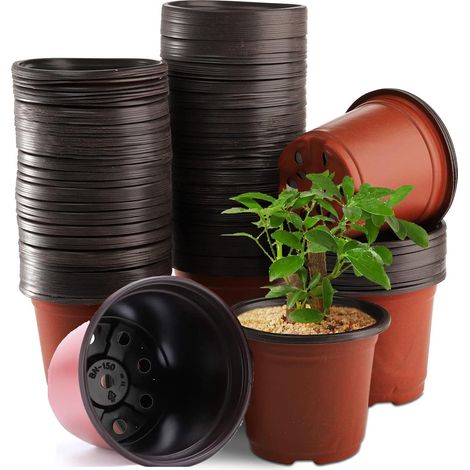 100 x 10 cm Reusable Flower Pots, Seedling Buckets, Indoor Flower Pot, Plastic Plant, Suitable for Seeding, Flowers, Succulents (1/5)