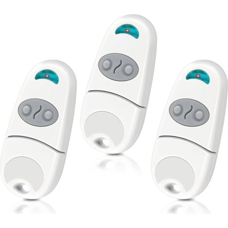 Télécommande 2 canaux pour portail et porte de garage – 433,92 MHz, compatible EV/NA/EE, lot de 3, couleur blanc