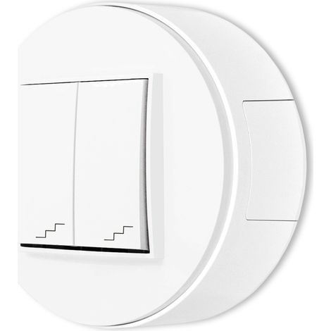 Juego de interruptores dobles para escaleras, de superficie, redondos, Mini blancos (1/4)