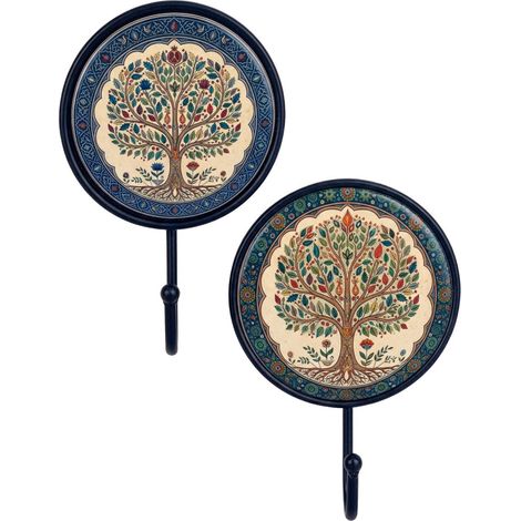 Ganchos de pared de metal Árbol de la Vida 17 cm, set de 2 (1/5)