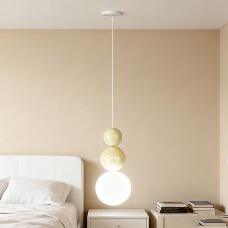 Lustre moderne - Plafonnier LED, style franco-japonais, hauteur réglable, idéal pour chambre, salon et salle à manger, lumière blanche 6 500 K (jaune) (1/5)
