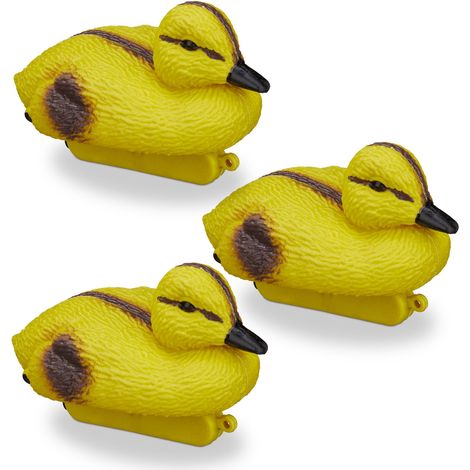 Canard en plastique, lot de 6, canetons, nageant, résistant aux intempéries, figure décorative, mare, jardin, jaune-noir