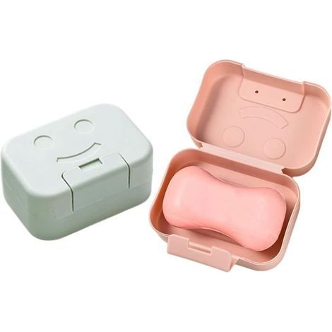 Travel soap case, plastic container with lid, portable for bathroom or sink. (1/4)