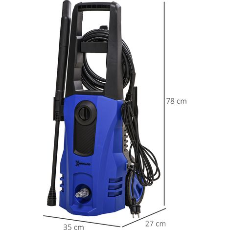 Hochdruckreiniger Druckreiniger 5-tlg. Zubehör, verstellbare Spritzdüse, 150 bar Druck, 1800 W, max. 510 l/h, 35x27x78cm (1/5)