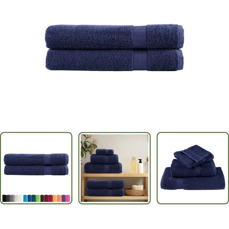 Baumwolle - Premium Handtücher SOLUND 2 Stk. Marineblau 100x200 cm 600 g/m² (1/5)