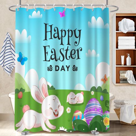 Rideau de douche 180x180 naturel polyester pour salle de bain pour un printemps fleuri dans la salle de bain (1/5)