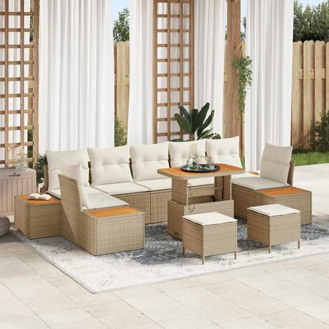 Gartensofa-set 10 pcs Beige Poly-Rattan