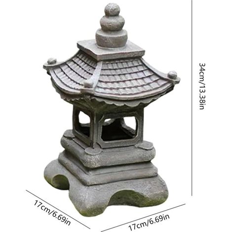 Statue de Jardin Solaire Zen – Lanterne Palais à Énergie Solaire pour Décoration Extérieure, Patio, Jardin et Pelouse