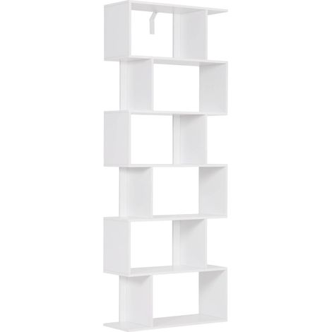 WOLTU Libreria Design Moderna Scaffale 6 Ripiani 60x23.5x160 cm Casa Ufficio Bianco (1/7)